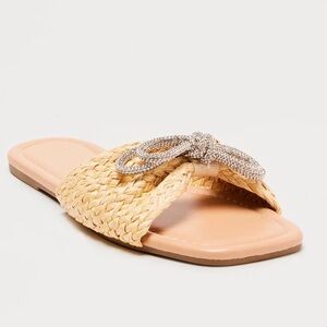 Hydra Bow Raffia Sandals - Natural
